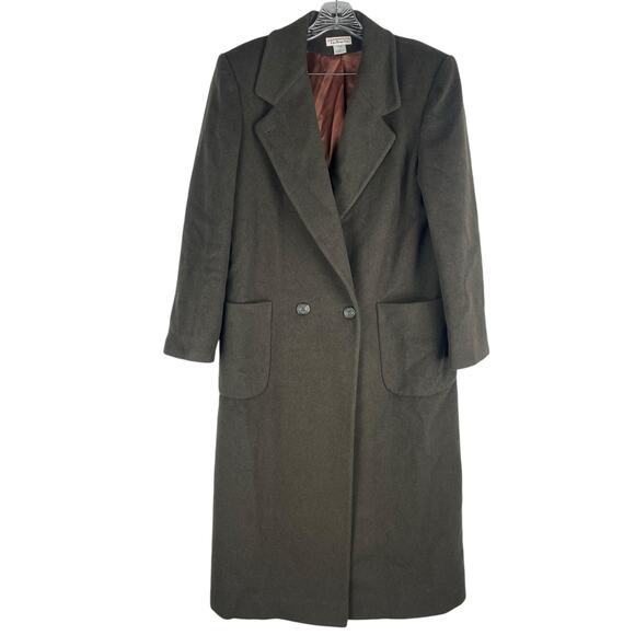 Talbots Wool Cashmere Silk Blend Long Coat Floor Length Green Size 1X - Picture 1 of 10